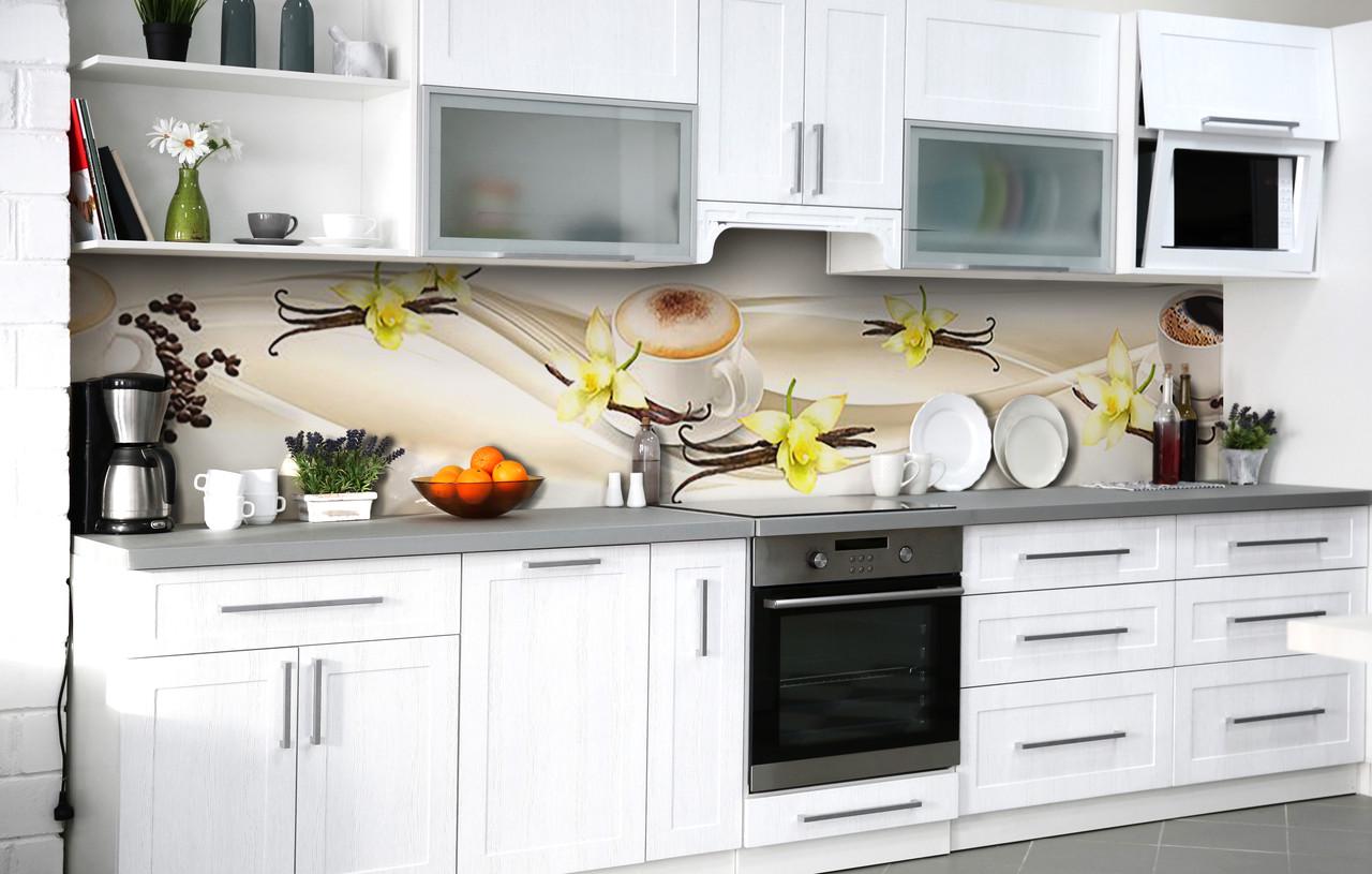 Кухонный фартук Ванильный кофе виниловый самоклеющийся 60х250 см