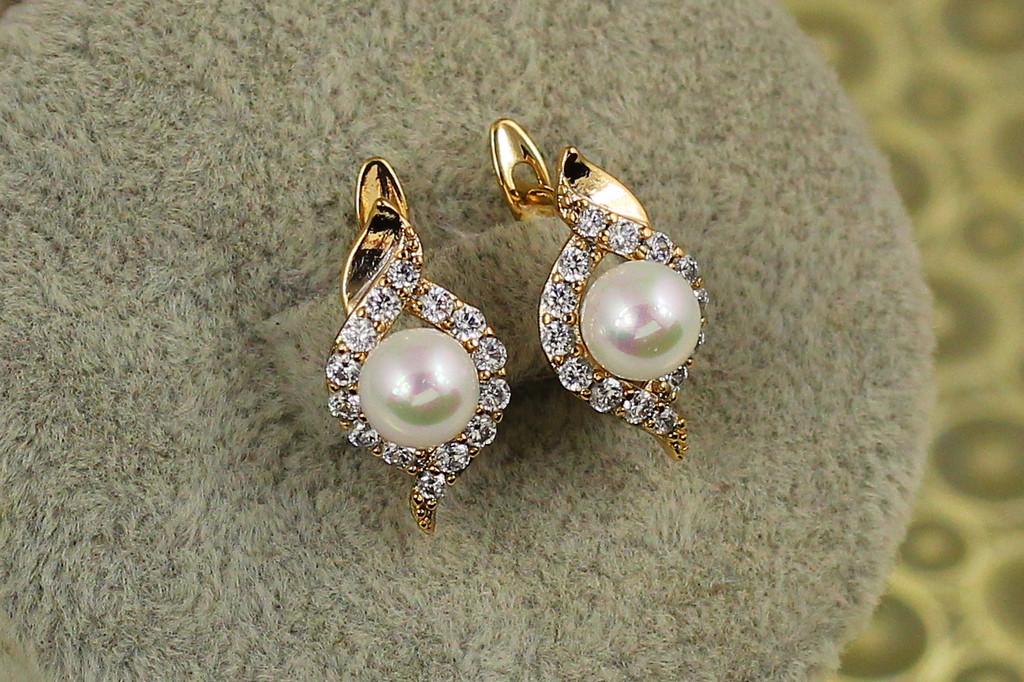 Серьги Xuping Jewelry приобретение с жемчужинами 1,7 см Золотистый (2422962236)
