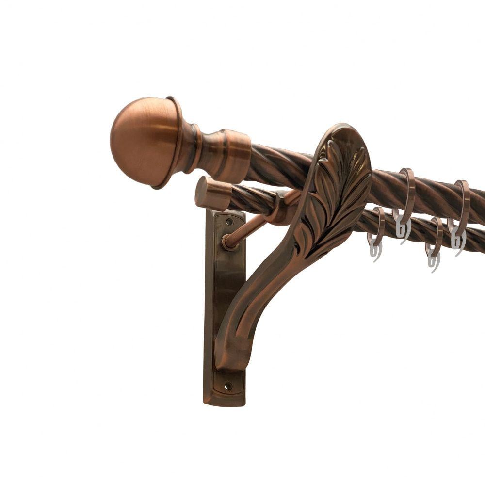 Карниз металлический Orvit Бостон двухрядный ретро скрученная труба/кольцо фасонное металлическое Медь 25/19 мм 300 см (00-00010007)