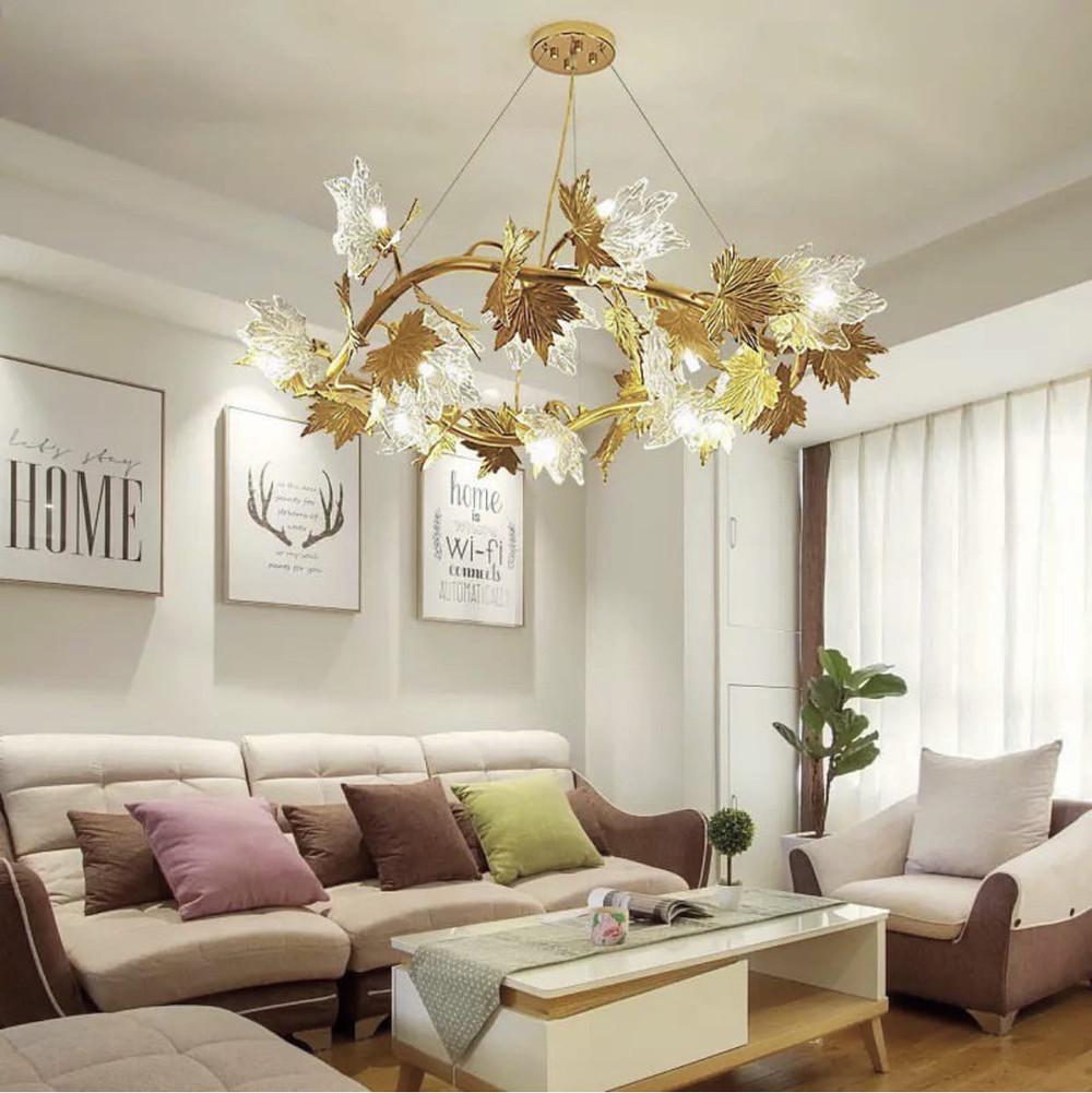 Люстра з декоративним листям клену Ø60 см Золотий (MD6015-600 GD)