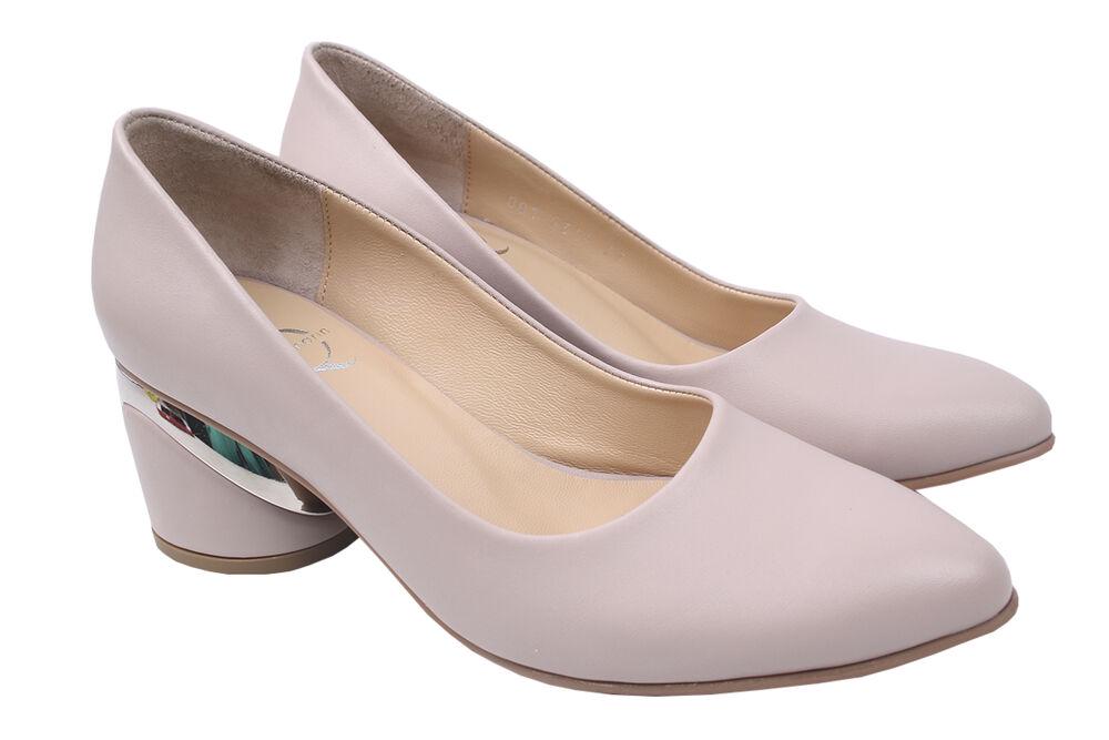 Туфли Aquamarin на каблуке женские из кожи р. 40 Бежевый (1714-20DT)