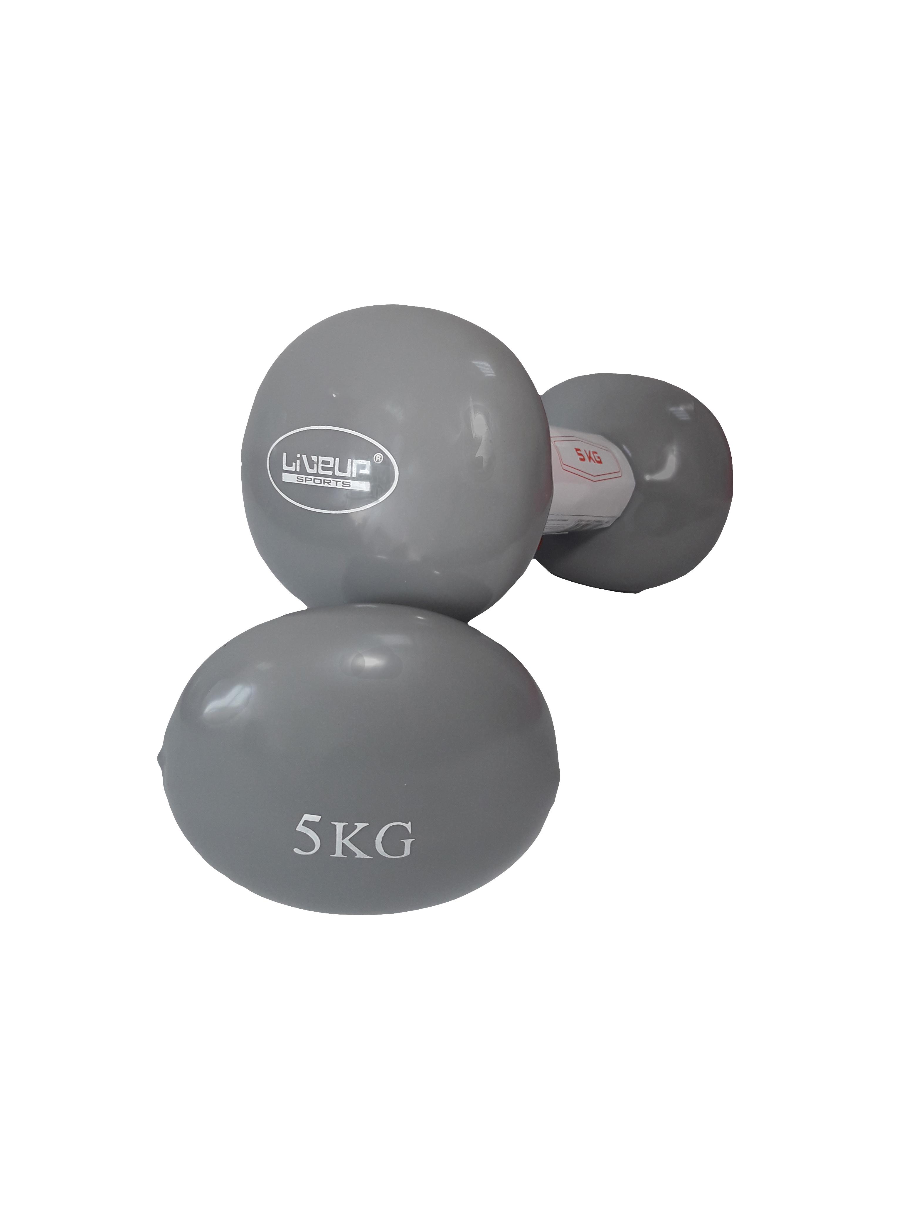 Гантели виниловые LiveUp VINYL DUMBBELL EGG HEAD 2х5 кг Серый (LS2001-5)