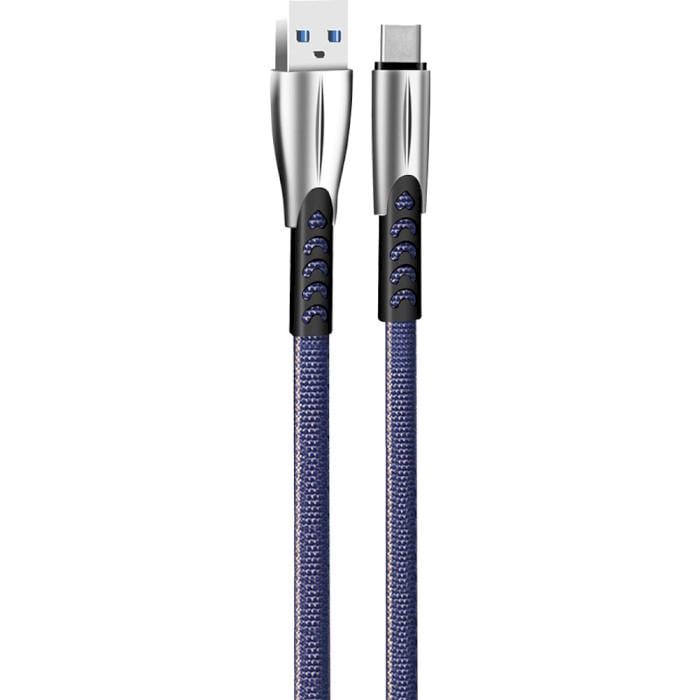 Кабель ColorWay Zinc Alloy USB to Type-C 2.4A 1 м Blue (CW-CBUC012-BL)