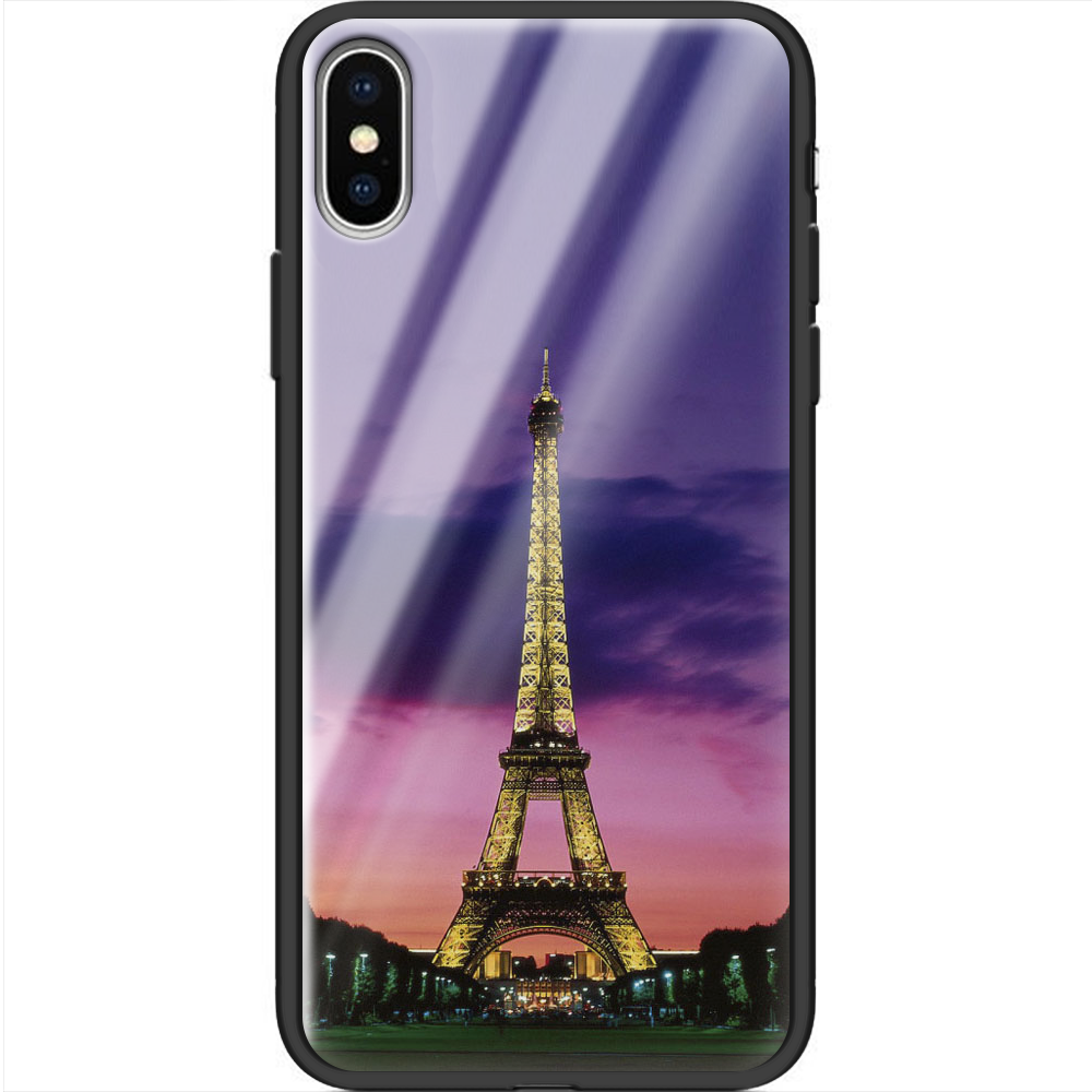 Чехол Boxface iPhone XS Полночь в Париже Черный силикон со стеклом (35413-up964-38330)