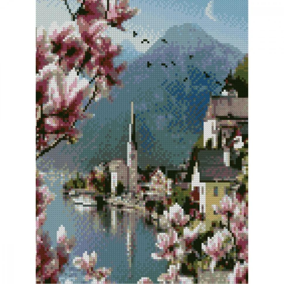 Алмазная мозаика Strateg Сакура на рассвете 30х40 см (HX062)