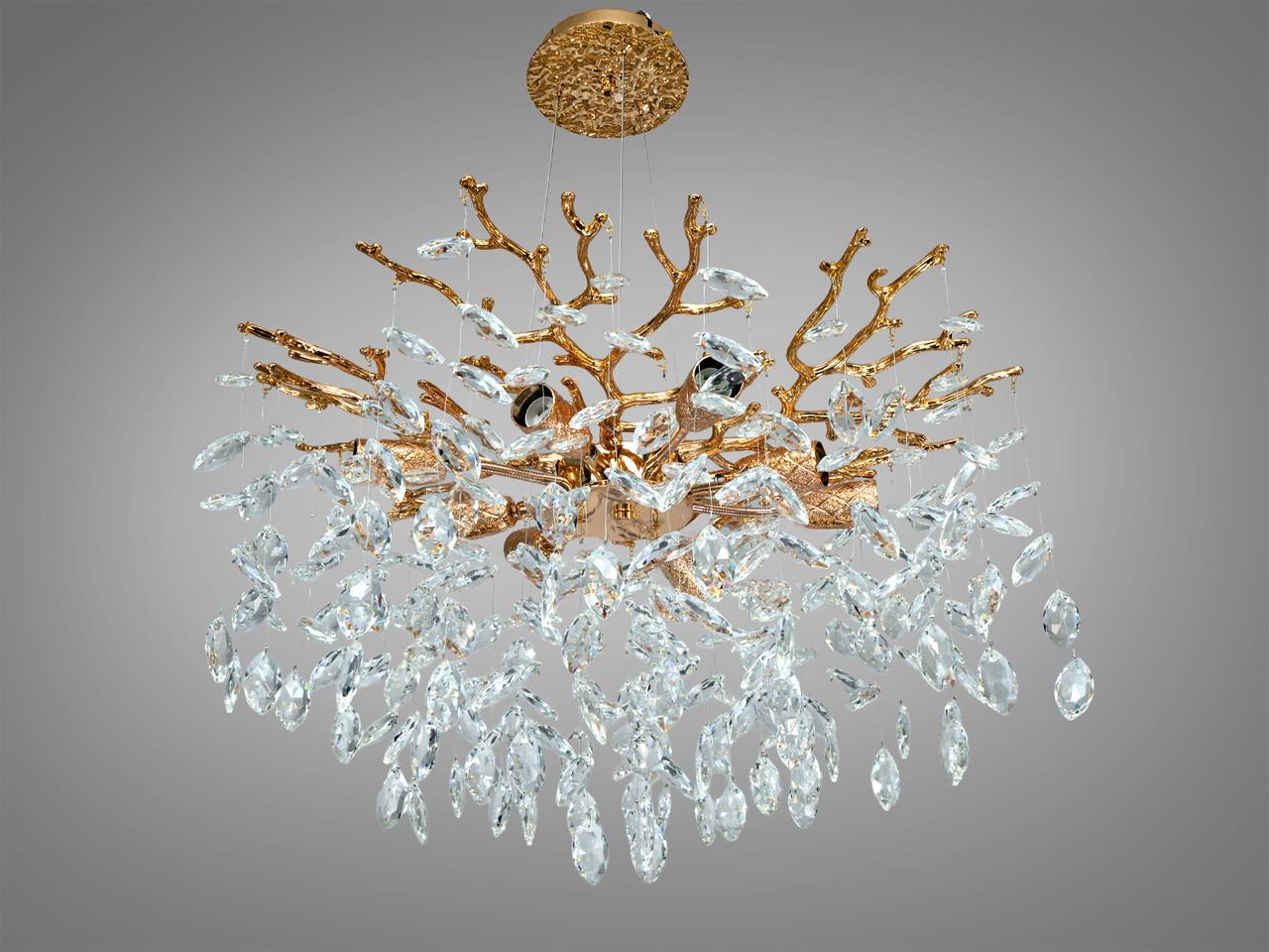 Люстра хрустальная для гостиной Diasha P8058/D600G Глициния 60 см 8xE14 Золотой (3039056471)