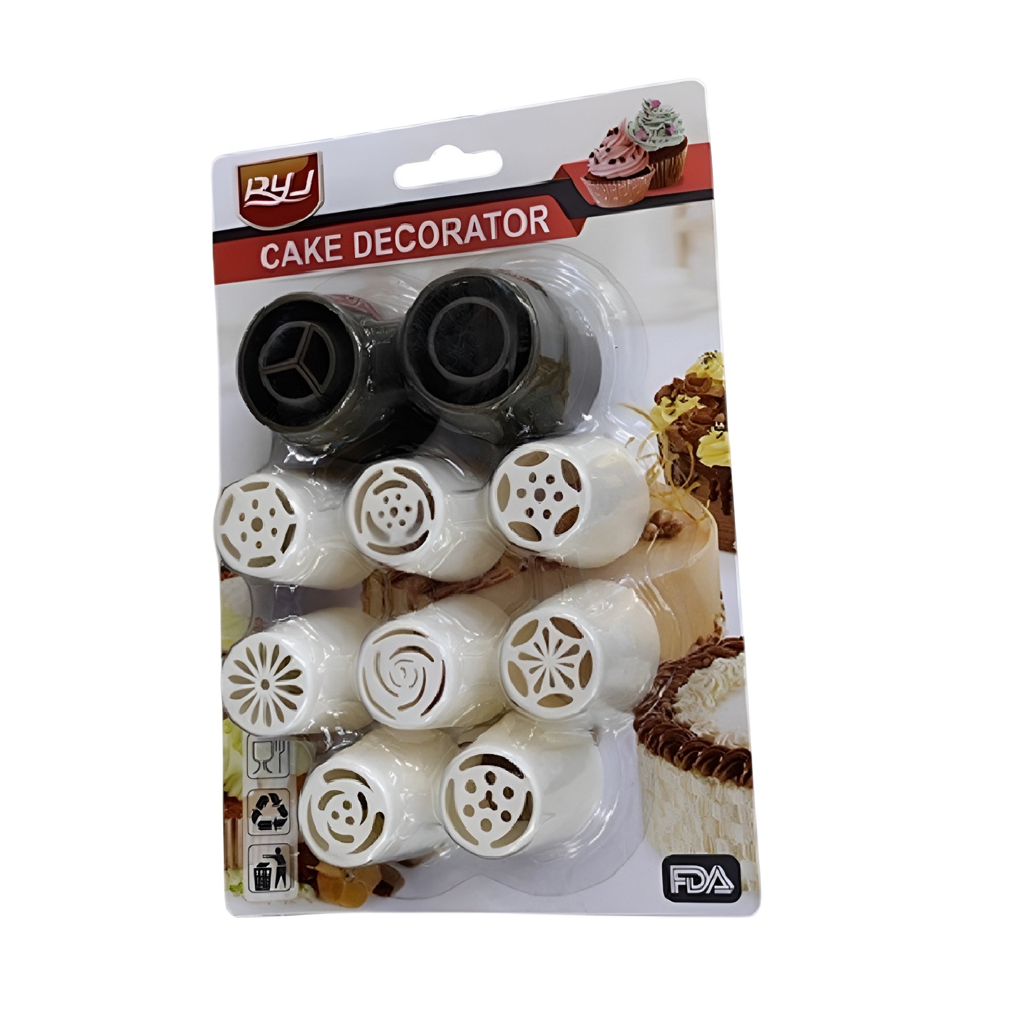 Насадки для кондитерського шприца та мішка Stenson R32660 10 шт. 21х14 см Чорний та білий (26075468)