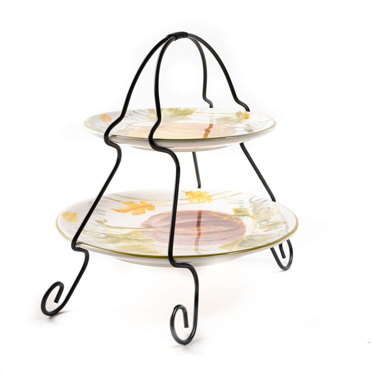 Фруктовница двухъярусная Certified International из керамики Осенний урожай 23/18 см (37252) - фото 6