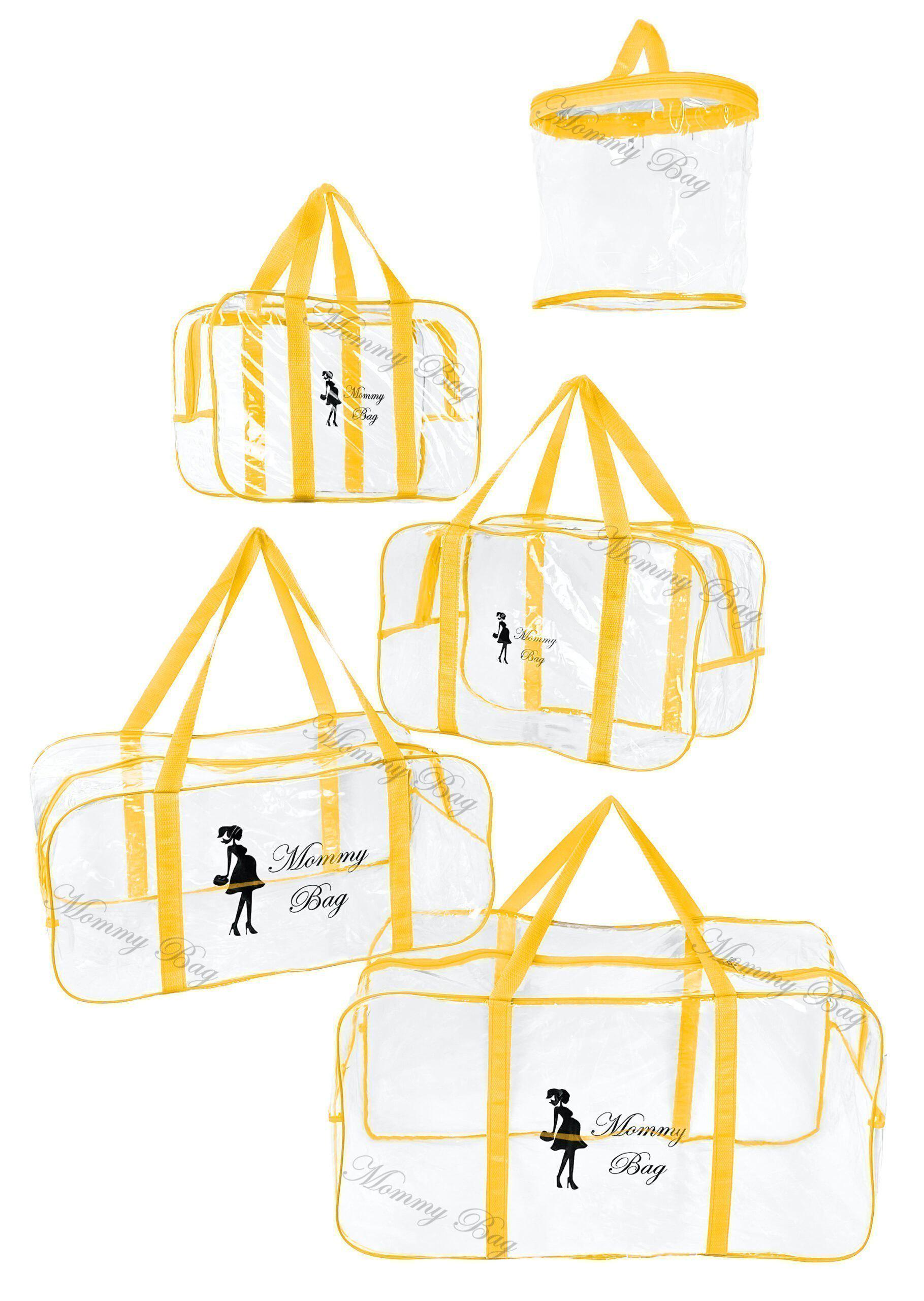 Набор сумок в роддом с органайзером S/M/L/XL Желтый Прозрачный (229)