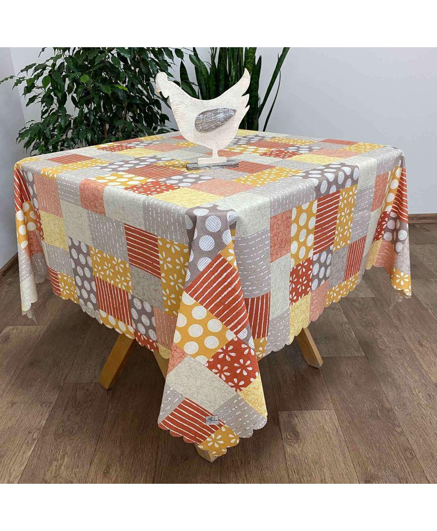 Скатерть водоотталкивающая Simfoni 140x140 Мраморный пэчворк