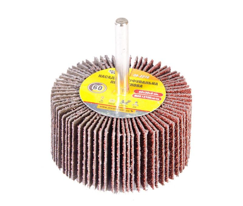 Насадка шлифовальная лепестковая MasterTool зерно 60 60х30 мм со стержнем 6 мм (08-2276)