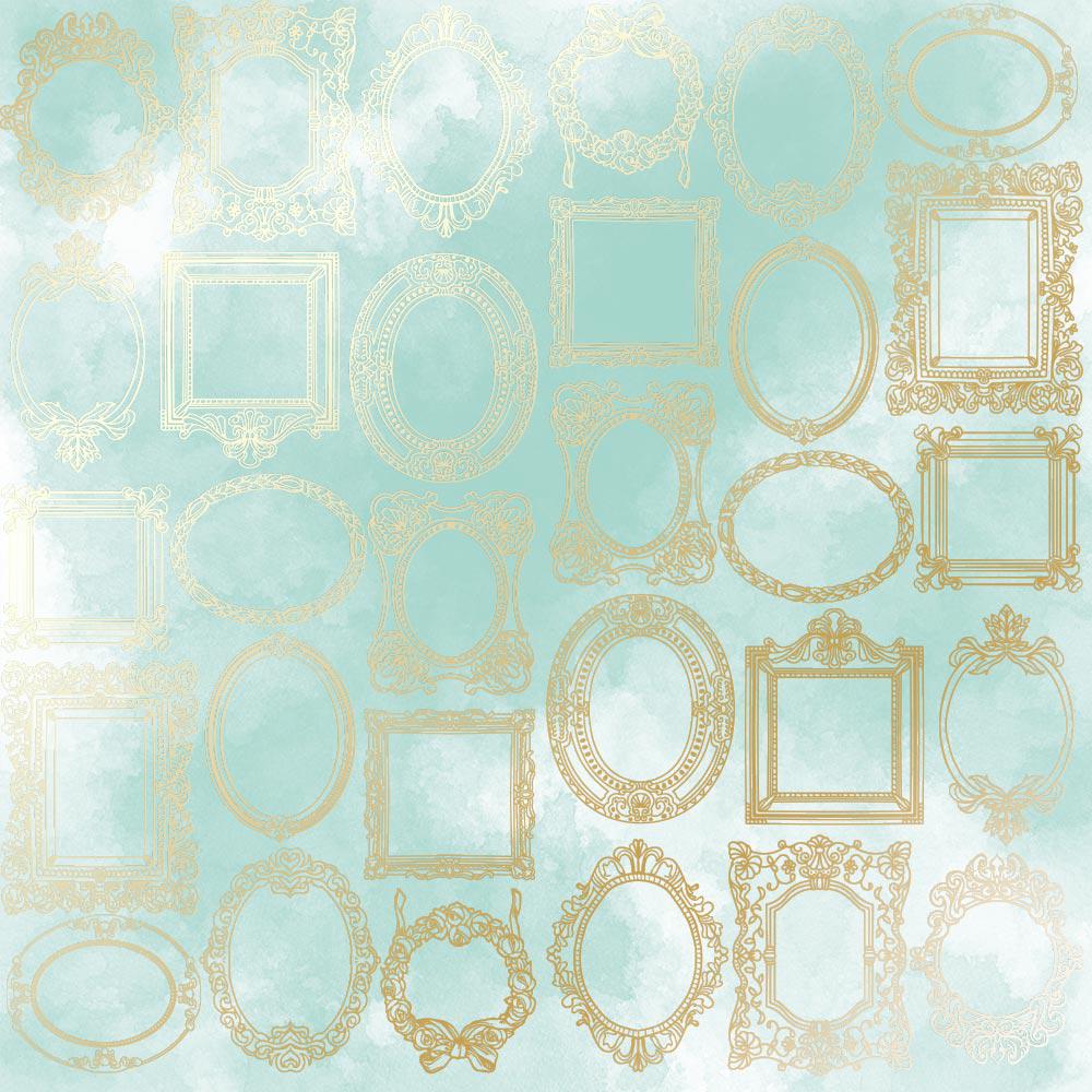 Лист паперу односторонній Golden Frames з фольгуванням 30,5х30,5 см Mint/Watercolor
