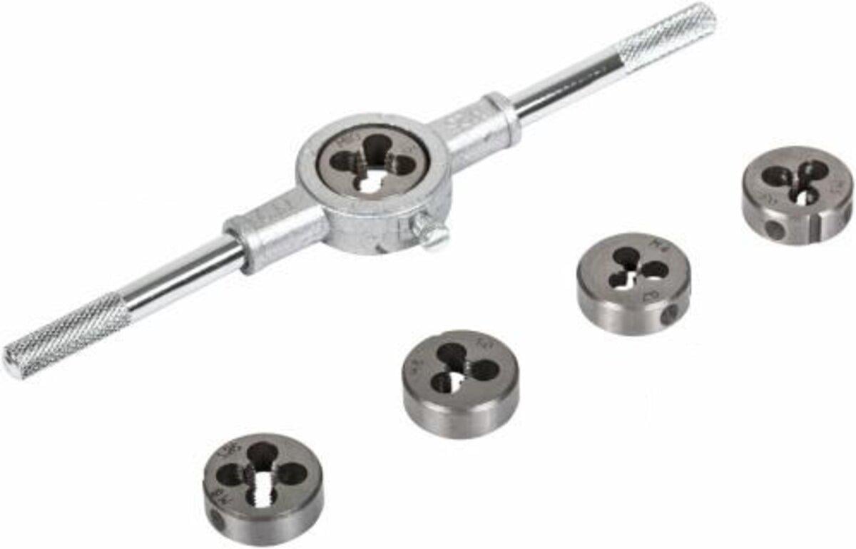 набор плашек Virok M4-M10 6 шт. и держатель сталь 9ХС 7 ед. (13570)