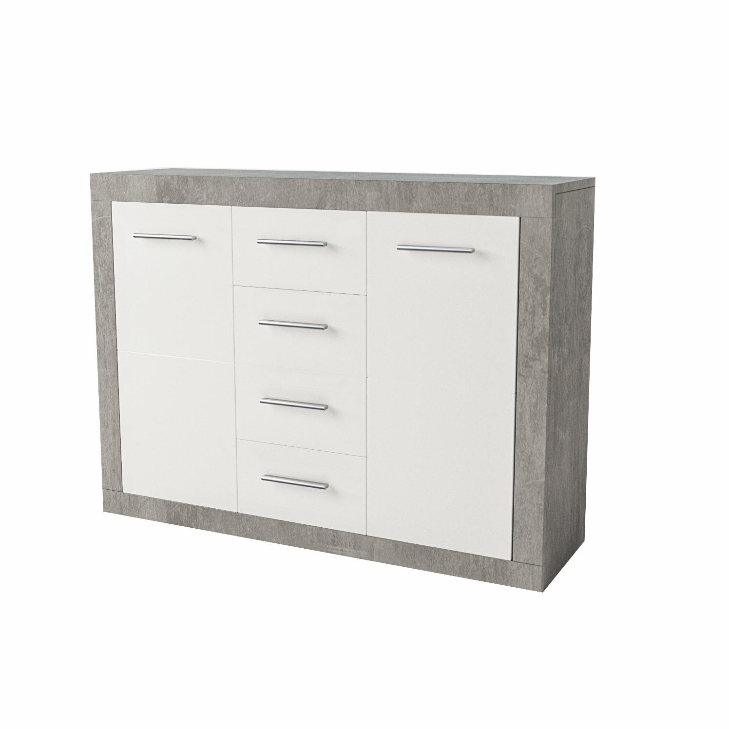 Комод Світ Меблів Омега 2Д 4Ш 1170x366x890 мм ДСП Белый/Бетон