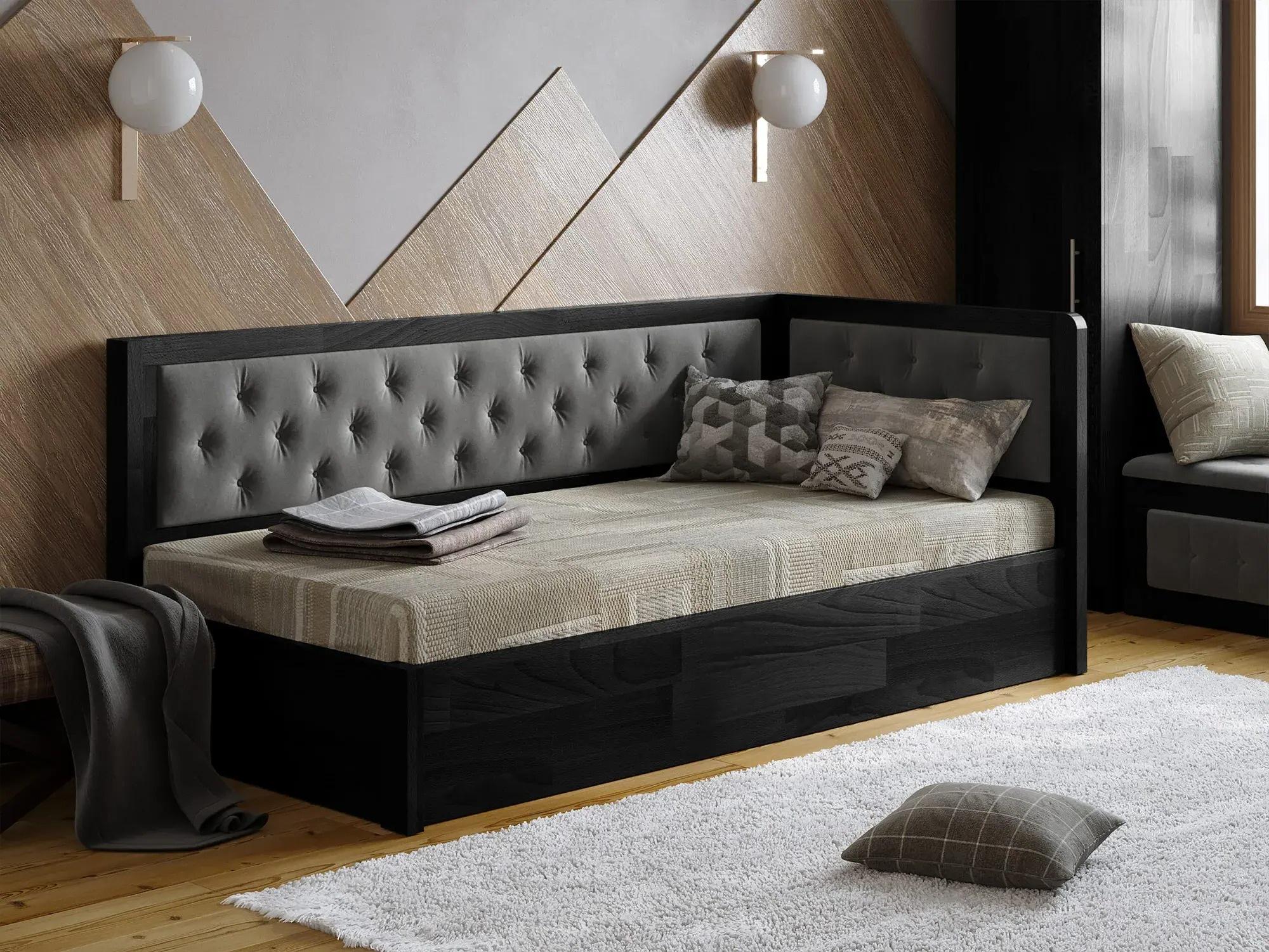 Кровать подростковая Arbor Drev Немо Люкс М2 Г-7 с подъемным механизмом и ламелями сосна Лагуна 80х190 см Венге/Серый (51542)