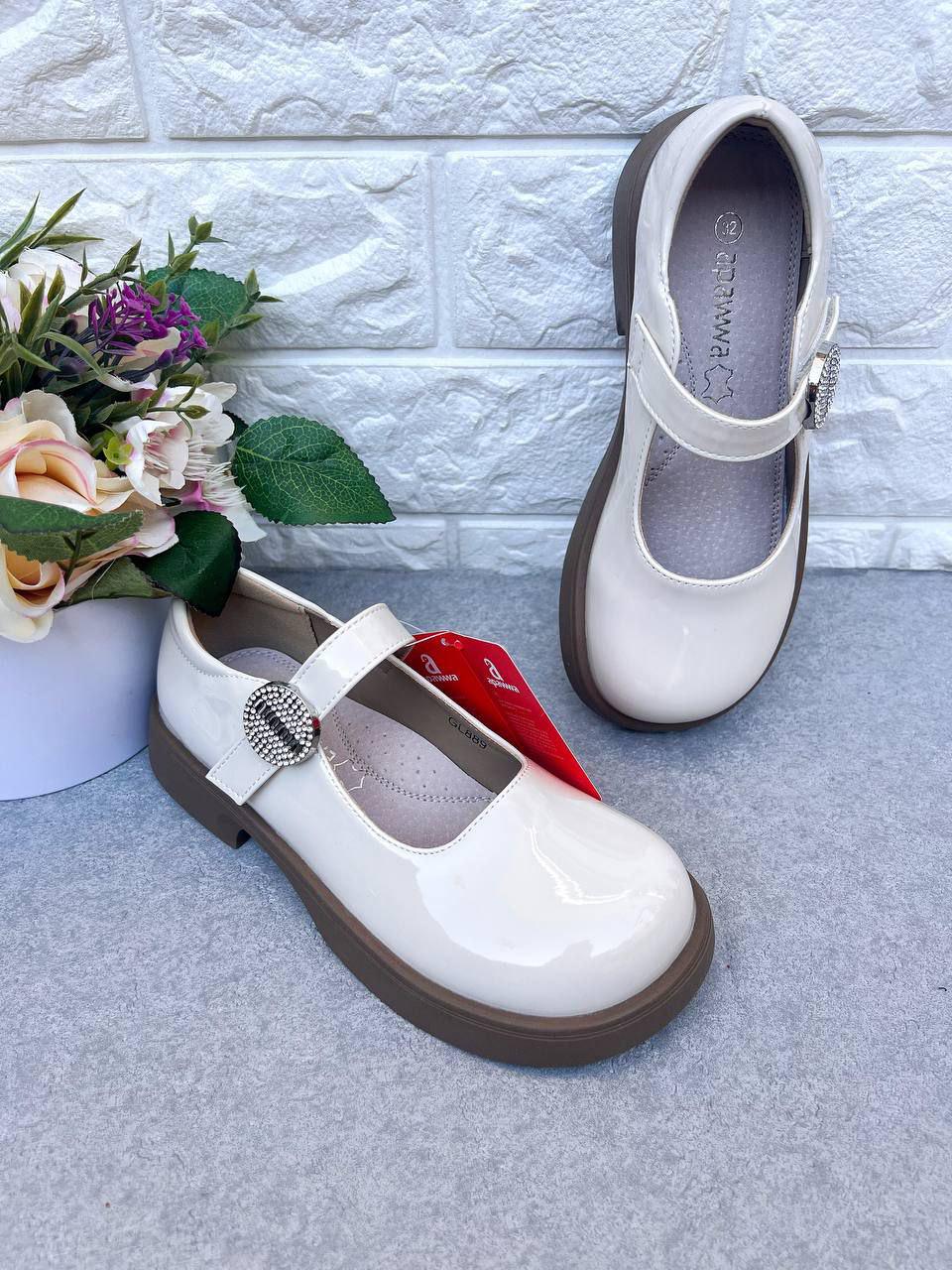 Туфли для девочки Apawwa 1538 р. 37 22,7 см Бежевый (1538-1)