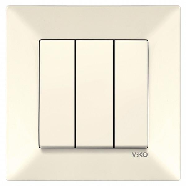 Выключатель трехклавишный Viko Meridian Кремовый (00000012497)