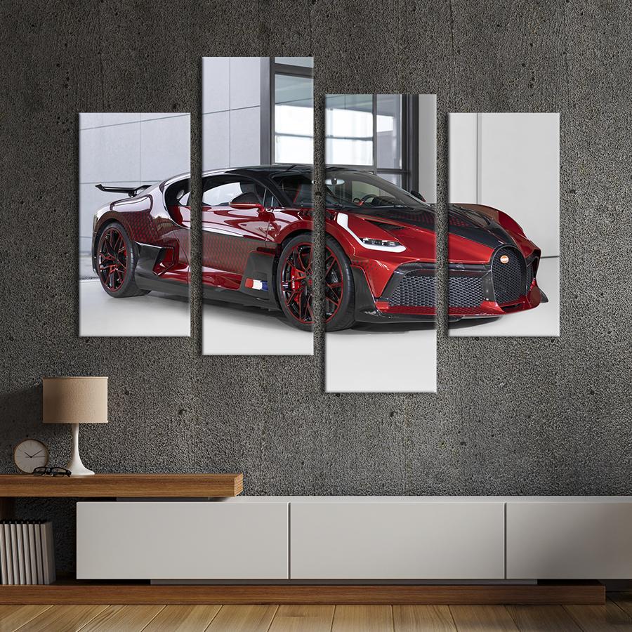 Картина на холсте Стильный красный Bugatti Divo 89x56 см (1300-42)