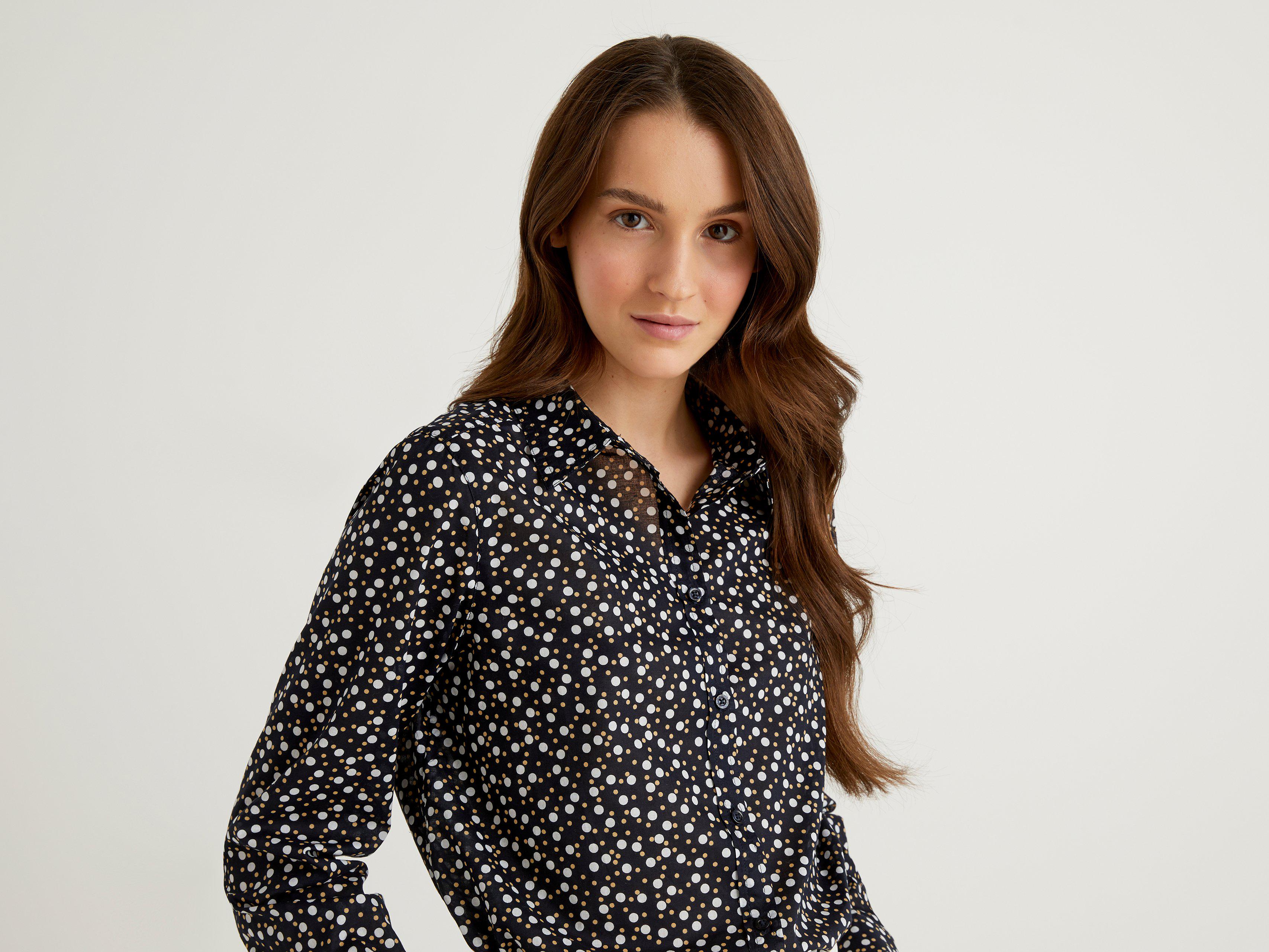 Рубашка женская Benetton 5oa95q8u4 XL Черный - фото 3