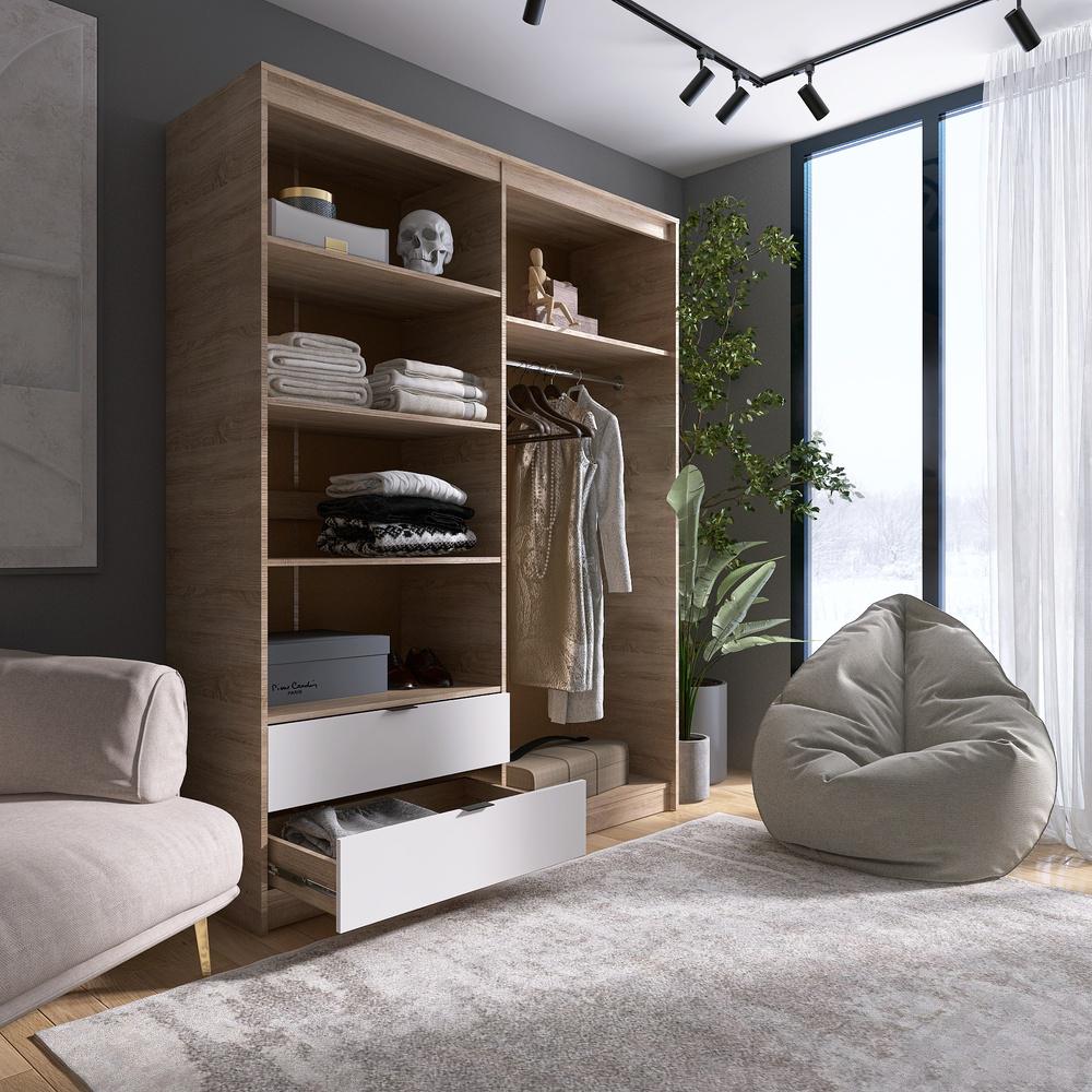 Шкаф распашной для одежды с выдвижными ящиками Эверест Сити-1600 160,2x50x204,6 см Дуб сонома/Белый (EVR-071118) - фото 3 Шкаф распашной для одежды с выдвижными ящиками Эверест Сити-1600 160,2x50x204,6 см Дуб сонома/Белый (EVR-071118) - фото 3