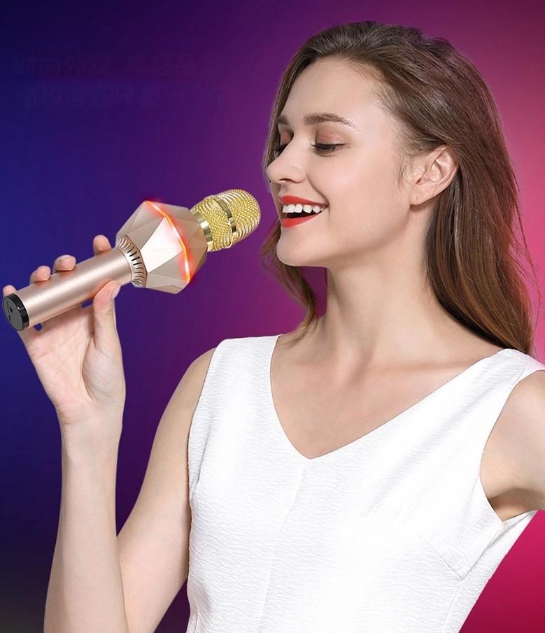 Микрофон SUNROZ K7 беспроводной для караоке Золотистый (SUN5750) - фото 2 Микрофон SUNROZ K7 беспроводной для караоке Золотистый (SUN5750) - фото 2