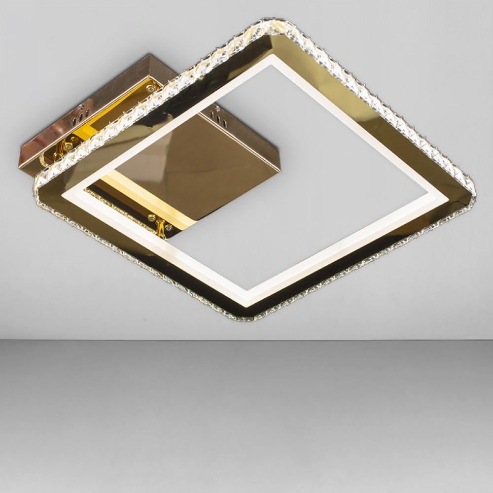 Люстра светодиодная Svet квадратная 80W декорированная хрусталем 3000-6000К Золотой (SY-19380/1 GD)