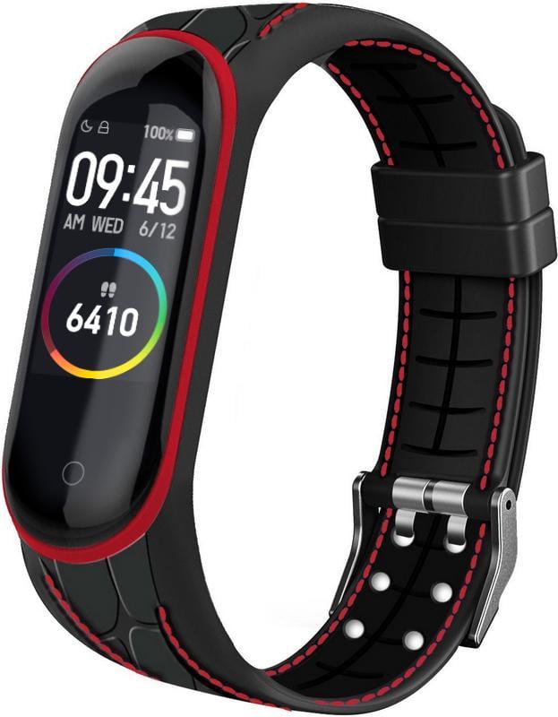 Ремінець силіконовий Cobra для Mi Band 5 Black/Red (16970)