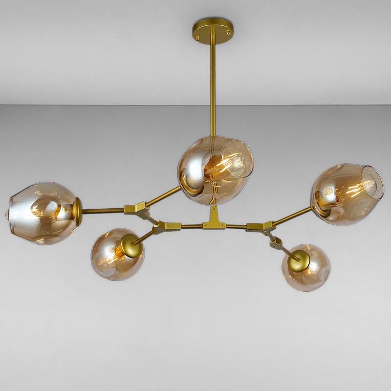 Люстра подвесная Light House LS-15226-5 GD+BR молекула на пять ламп Золото/Коричневый