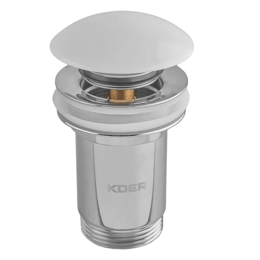 Клапан донный KOER PW-08-11 1 1/4'' Сlick-Сlack для умывальника Белый/Хром (KR5788)