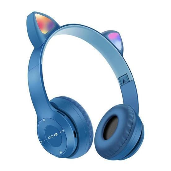 Наушники Bluetooth с ушками и подсветкой Cat Miu Star P47 Синий