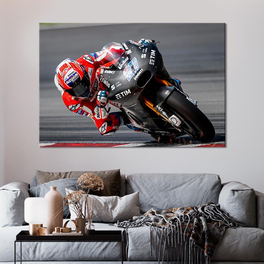 Картина Автомобиль Мотогонщик на гонке 80x54 см (A1215-1)