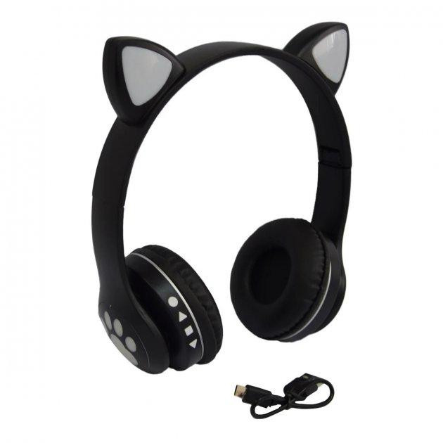 Навушники бездротові Cat Ear VZV-23M Bluetooth LED Чорний (GV-01850)