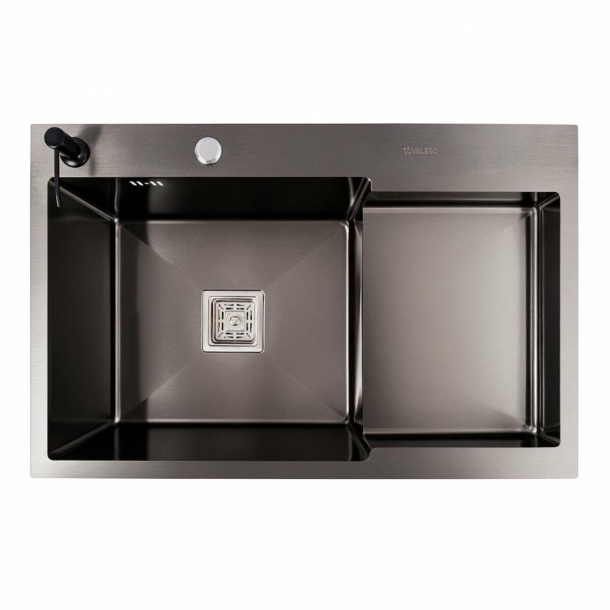 Мойка кухонная Valeso Handmade CM L PVDс углубленной полкой 3,0/0,8 см 78x50 см Черный (26482962)