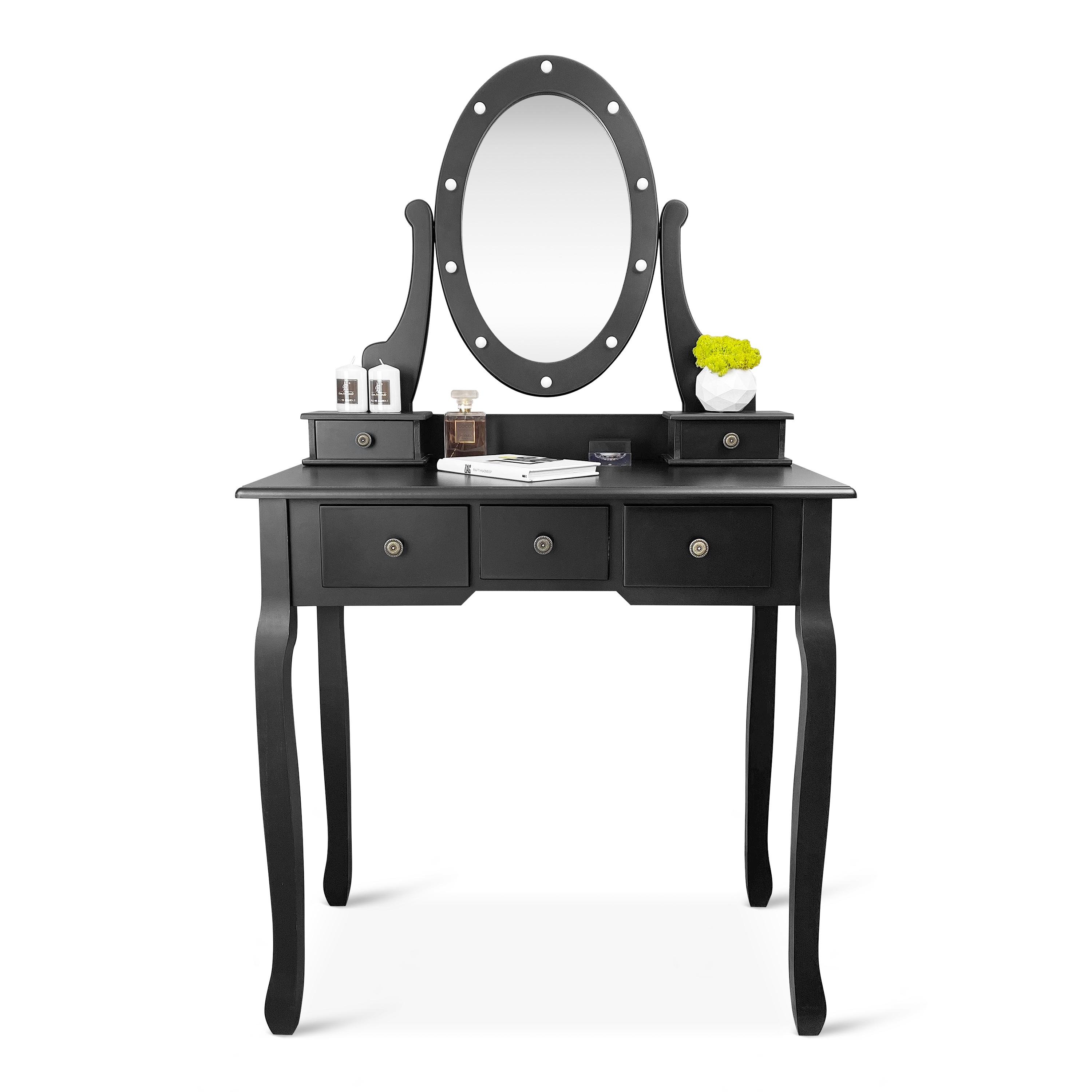 Туалетный столик с зеркалом Homart Denver с подсветкой и табуретом Черный (9360) - фото 3 Туалетный столик с зеркалом Homart Denver с подсветкой и табуретом Черный (9360) - фото 3