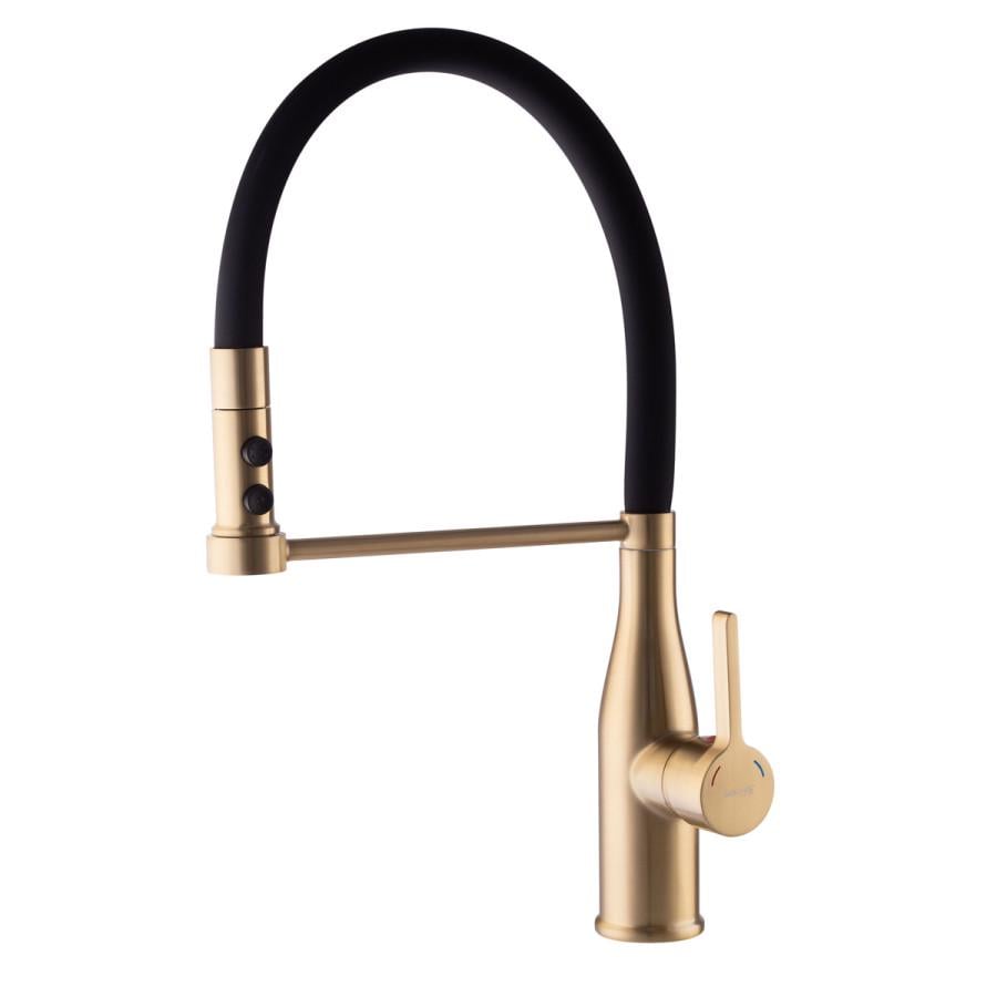 Смеситель для кухни однорычажный MIXXUS Summer Premium Brushed Gold Refl. Black (MI6964) Смеситель для кухни однорычажный MIXXUS Summer Premium Brushed Gold Refl. Black (MI6964)