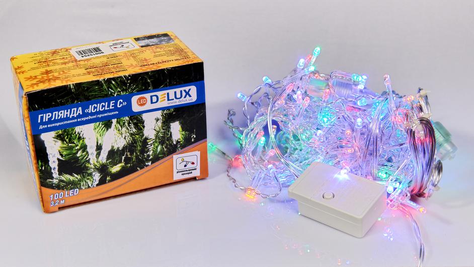 Гірлянда внутрішня Delux Icicle 100 LED IP20 бахрома 3,2x0,7 м Різнокольоровий/Прозорий (90015254)