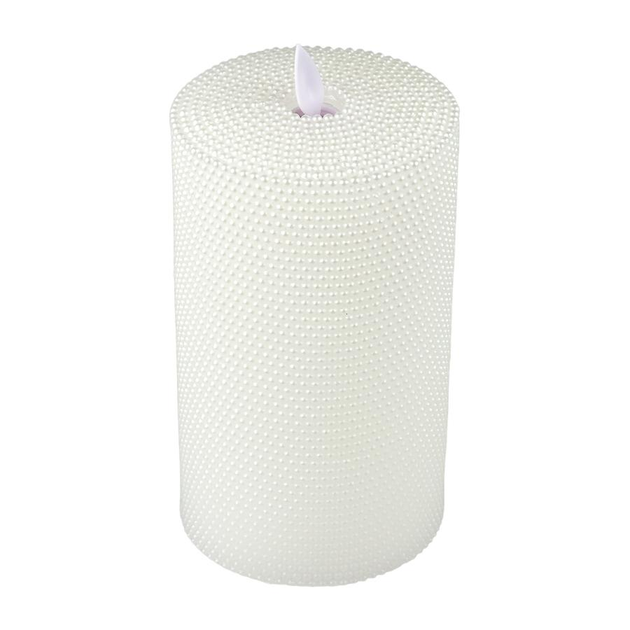 Свеча электрическая с бусинами из пластика 9х16 см Белый (150-81-078Q)