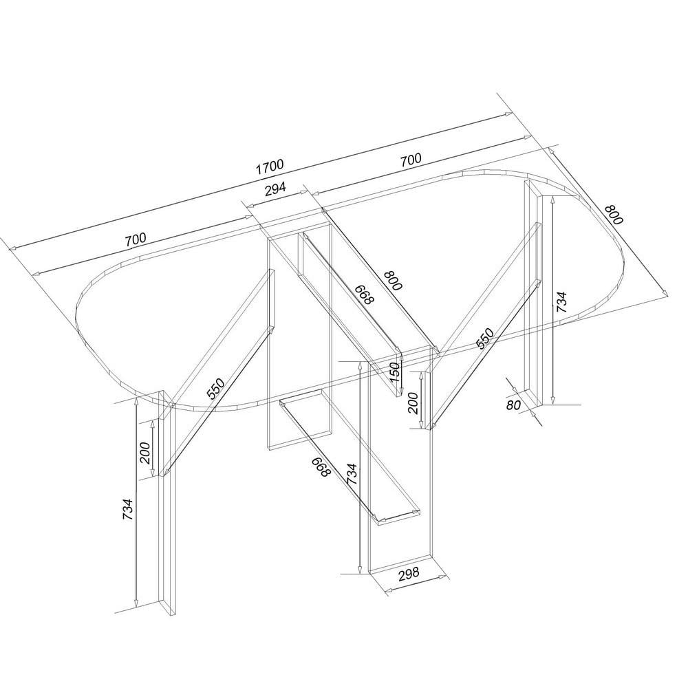 Стол-книга Континент 2 170х80х75 см Дуб крафт белый (27761264) - фото 2