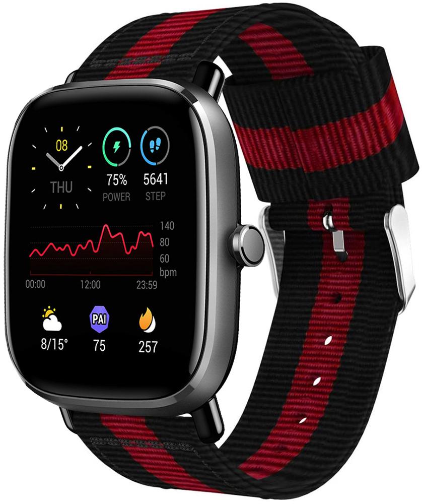 Ремешок тканевый Canvas для Amazfit GTS 2 mini Black/Red (20571) Ремешок тканевый Canvas для Amazfit GTS 2 mini Black/Red (20571)
