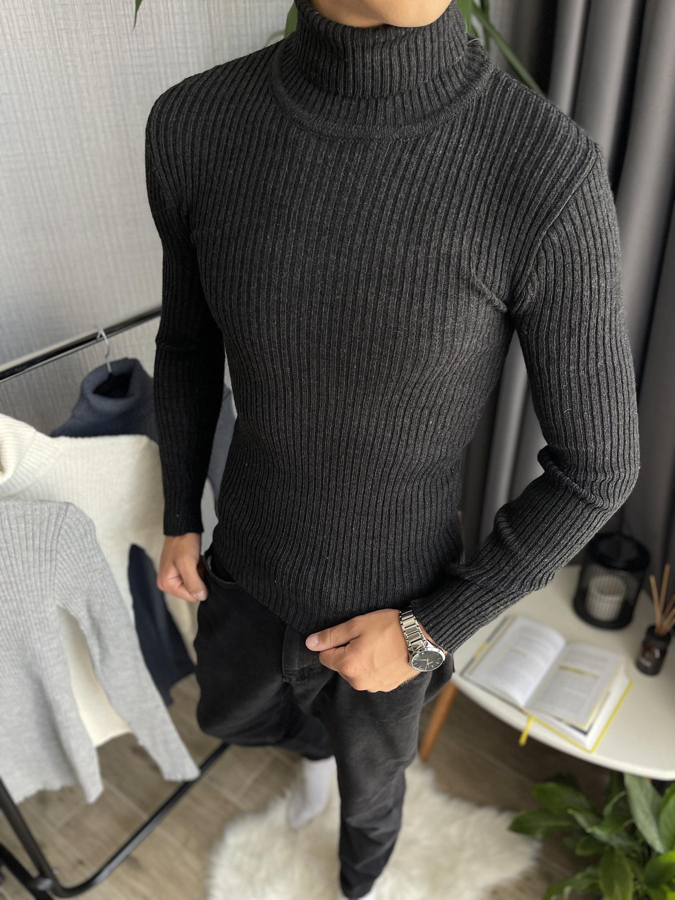 Гольф мужской в рубчик зимний с высоким горлом M Черный (25537/1/1) - фото 3 Гольф мужской в рубчик зимний с высоким горлом M Черный (25537/1/1) - фото 3