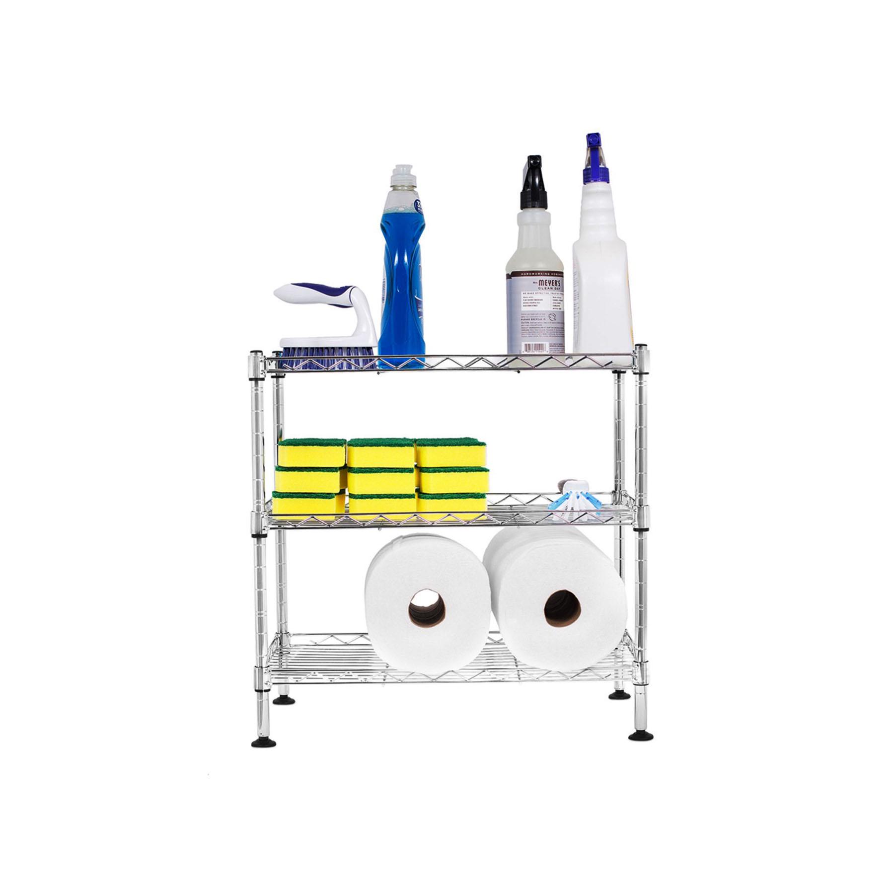 Органайзер міні-стелаж металевий 3 полки 45х25х45 см Хром - фото 5 Органайзер міні-стелаж металевий 3 полки 45х25х45 см Хром - фото 5