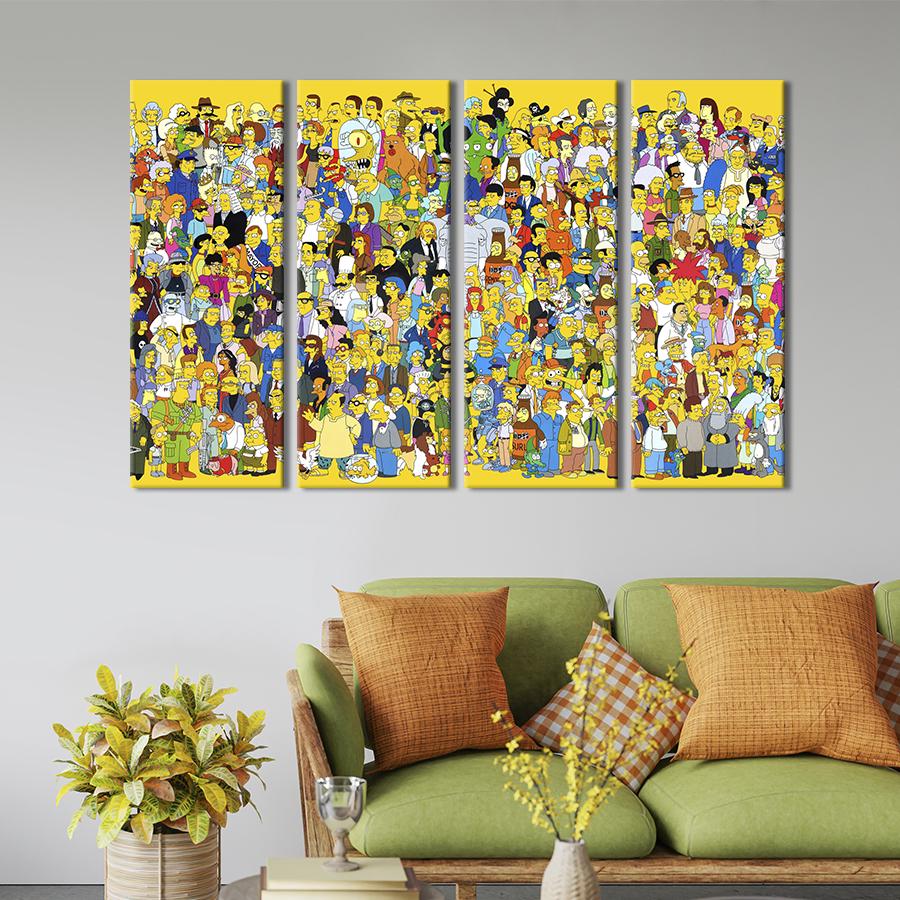 Картина модульная из 4 частей Все персонажи Вселенной Симпсонов M 89x53 см (741-41)