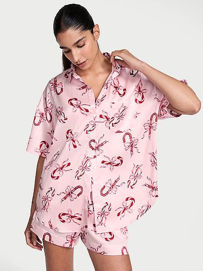 Пижама женская Victoria's Secret Oversize Satin Short Pajama Set M Розовый (3030796544)