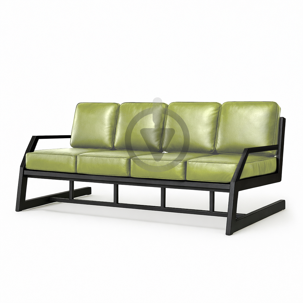 Диван металлический AVVS Атлас с подлокотниками лофт экокожа 246 см Салатовый