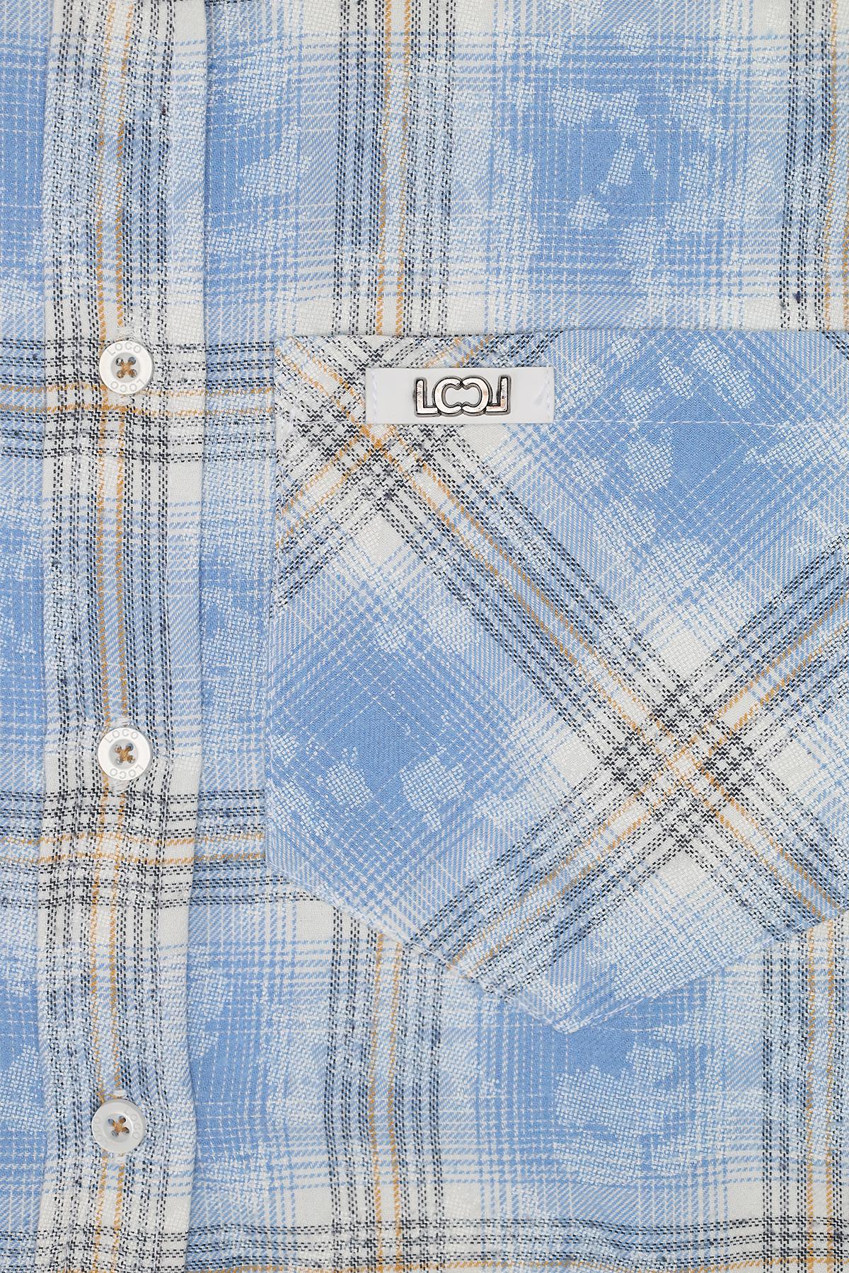 Рубашка с длинным рукавом ЦБ-00269545 для девочки 146 см Голубой (SKT001043658) - фото 2 Рубашка с длинным рукавом ЦБ-00269545 для девочки 146 см Голубой (SKT001043658) - фото 2