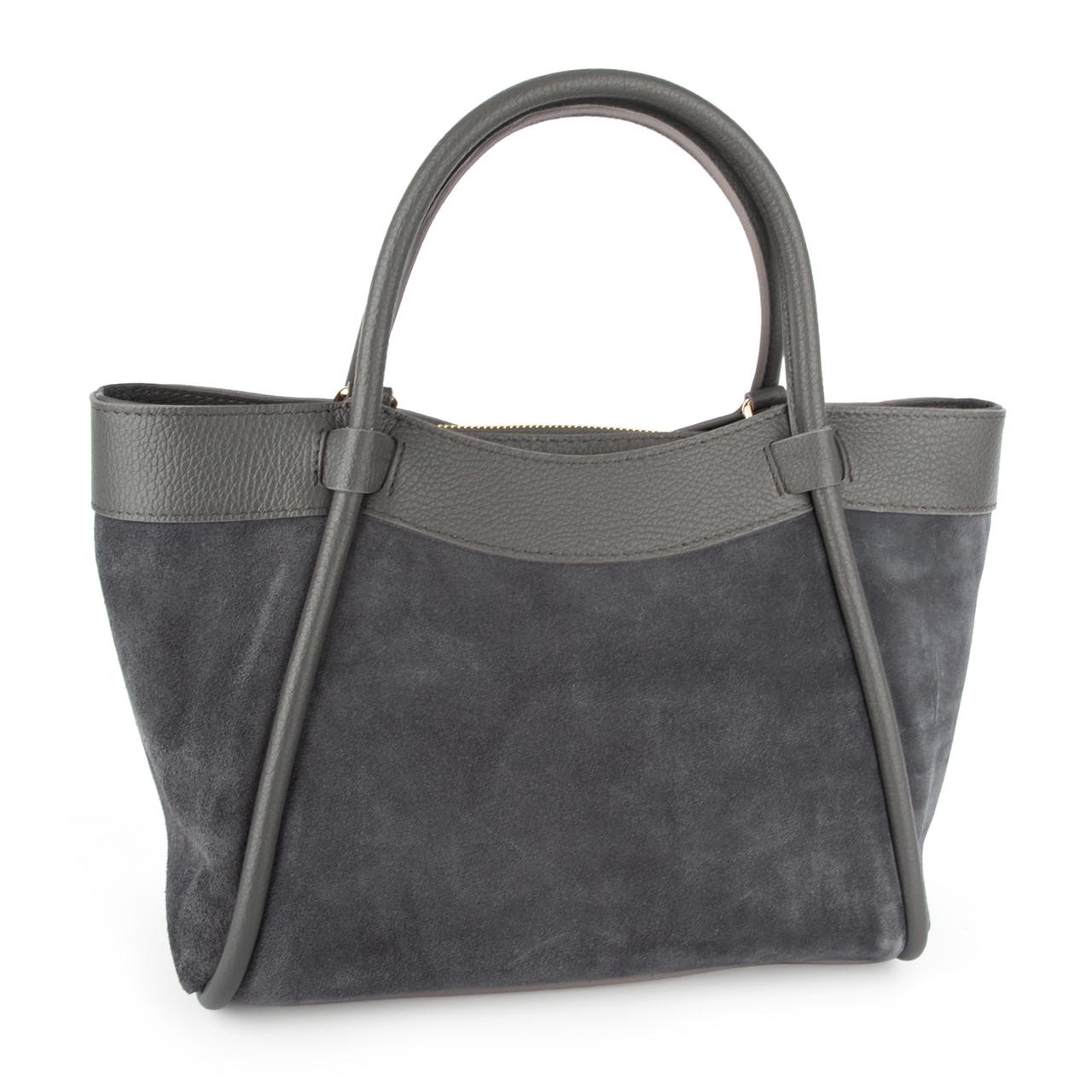 Сумка жіноча Virginia Conti замшева з 2 ручками Темно-сірий (04027) - фото 1 Сумка жіноча Virginia Conti замшева з 2 ручками Темно-сірий (04027) - фото 1