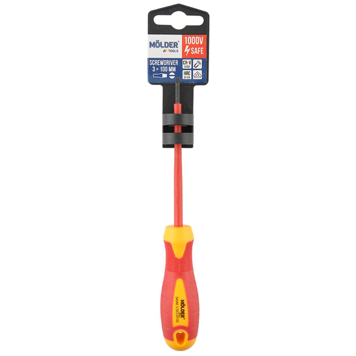 Отвертка шлицевая Molder VDE 1000В диэлектрическая SL3x100 мм (1201-ad0bf)