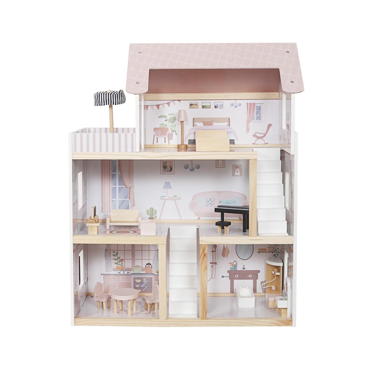 Кукольный домик деревянный AVKO Вилла Толедо с мебелью Pink (44444413) - фото 3