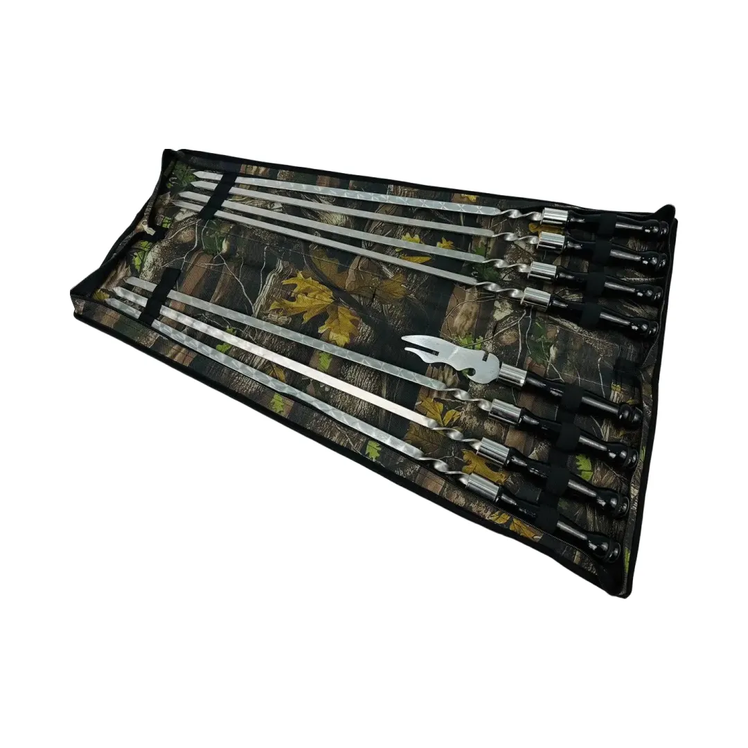 Набір шампурів у чохлі комбінований Блек 7 шт. вилка-ніж з нержавіючої сталі (2-10-NB-2276)