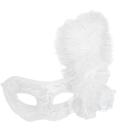 Маска Seta Decor бальная с пером (19-843WT)